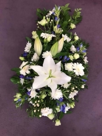 Blue and White Funeral Spray